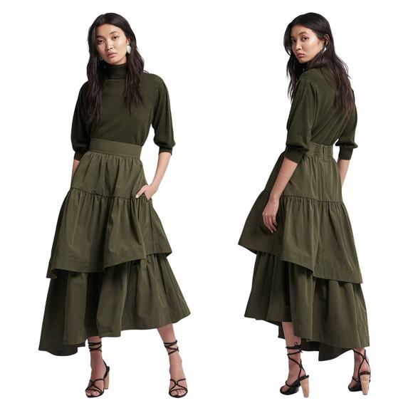 Aje Interlace Midi Ruffle Asymmetrical Skirt - Picture 1 of 12